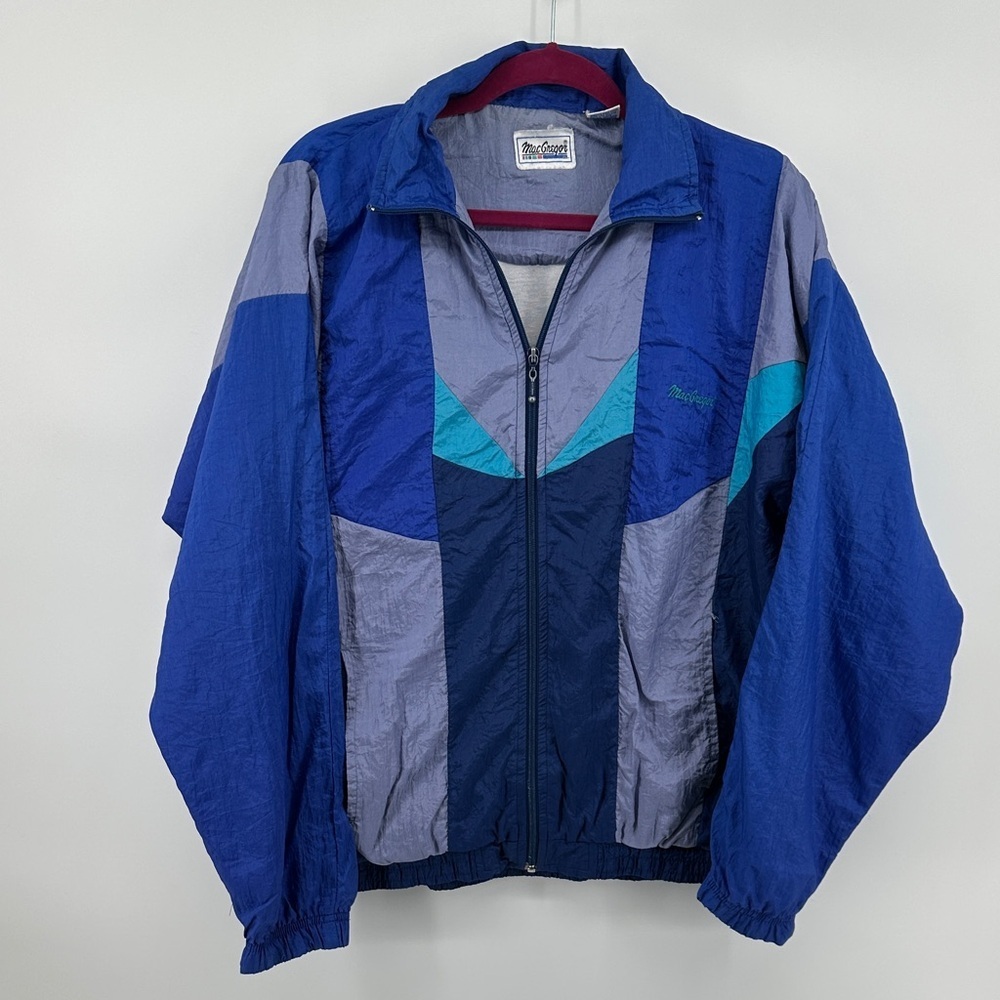MacGregor VTG‎ Y2K 90s Sportwear Streetwear Blue/Gray Windbreaker Jacket SzS